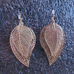 Avon Double Leaf Gold Plated Dangling Earrings